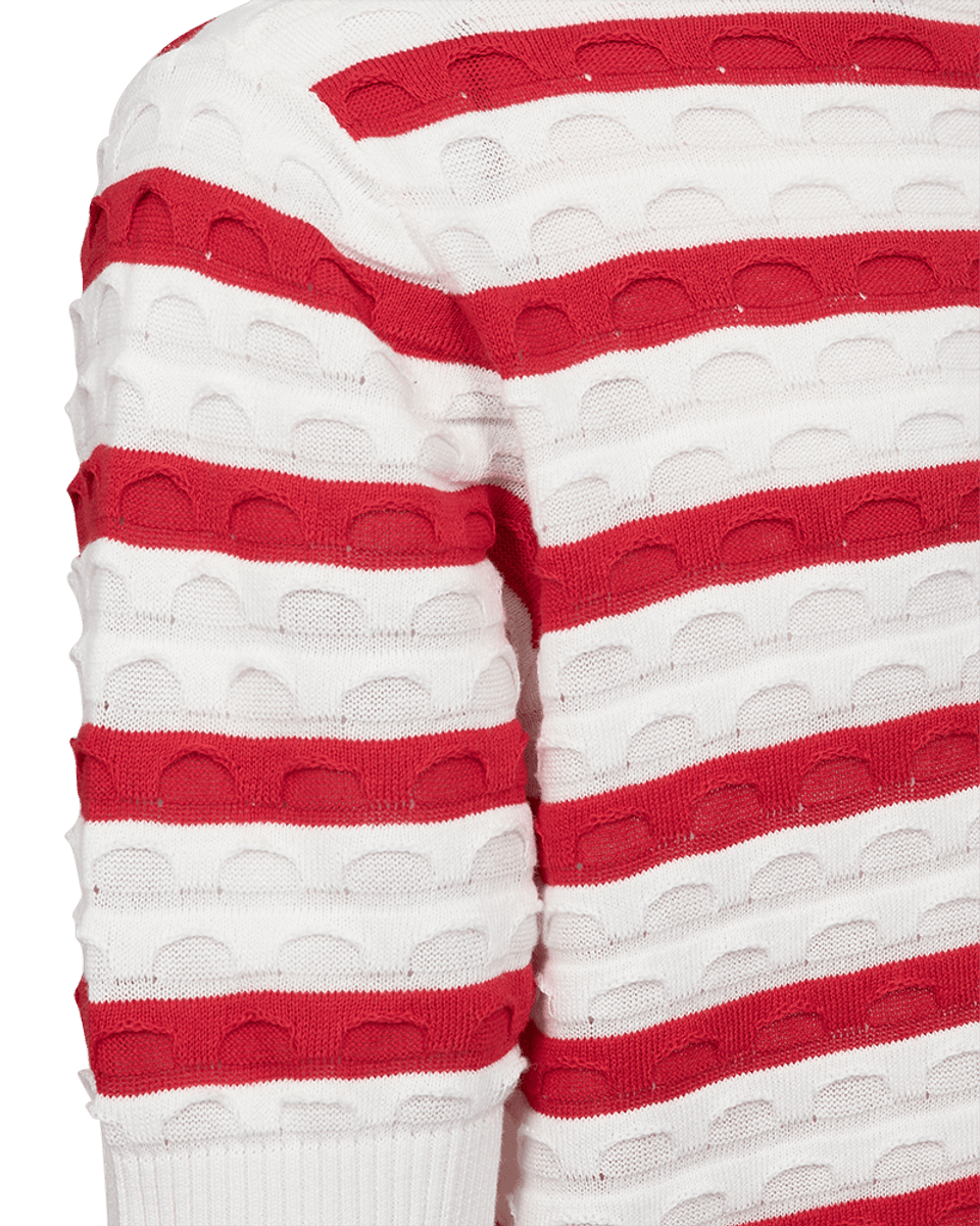 Dodo Pullover Jacquard Stripe Offwhite True Red