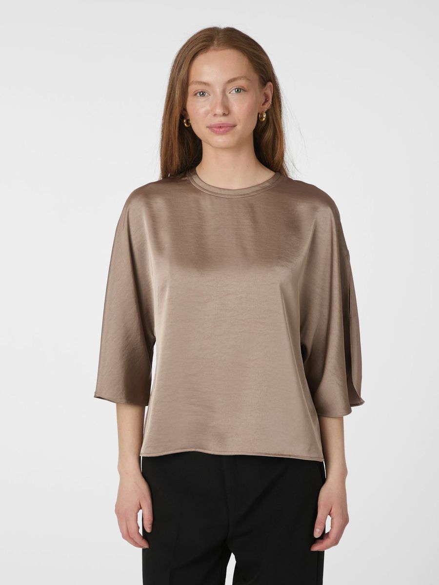 Liora Heavy Sateen Blouse Dark Taupe