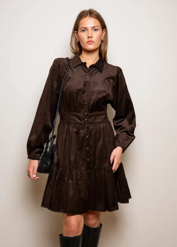 Vicky Dress Dark Mocha Corduroy 