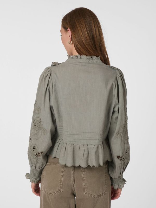 Petrine Embroidery Blouse Smoke Green