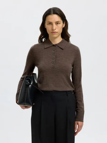 Hovedbilde SlfThea Ls Knit Merino Collar Neck Delicioso