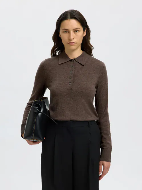 Hovedbilde SlfThea Ls Knit Merino Collar Neck Delicioso