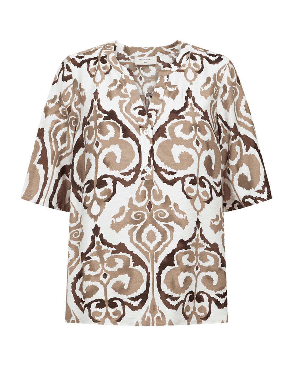 Vespa Blouse Desert Taupe w. Star Off-white