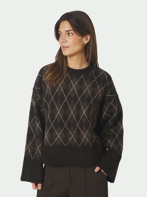 Hovedbilde Kick Check Knit Blouse Dark Brown