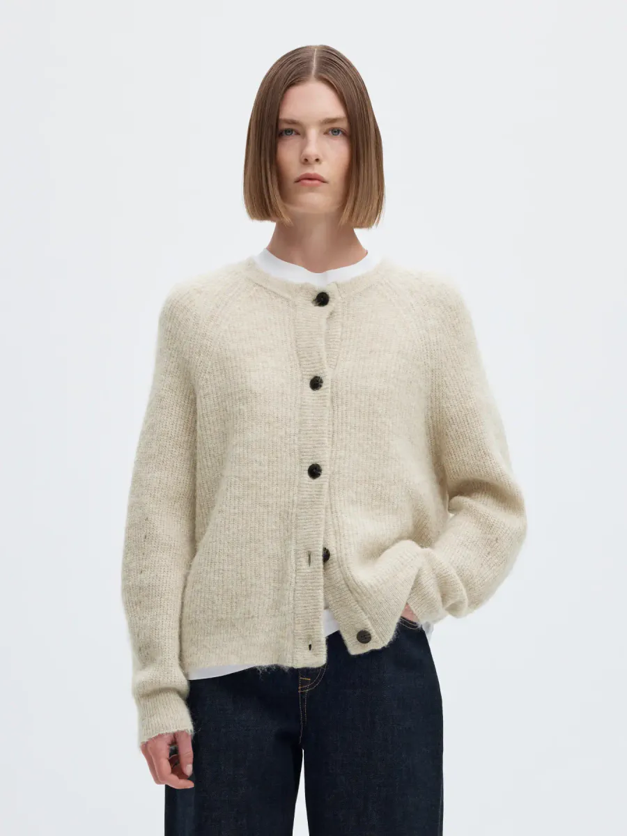 SlfLulu Knit Short Cardigan Birch Melange
