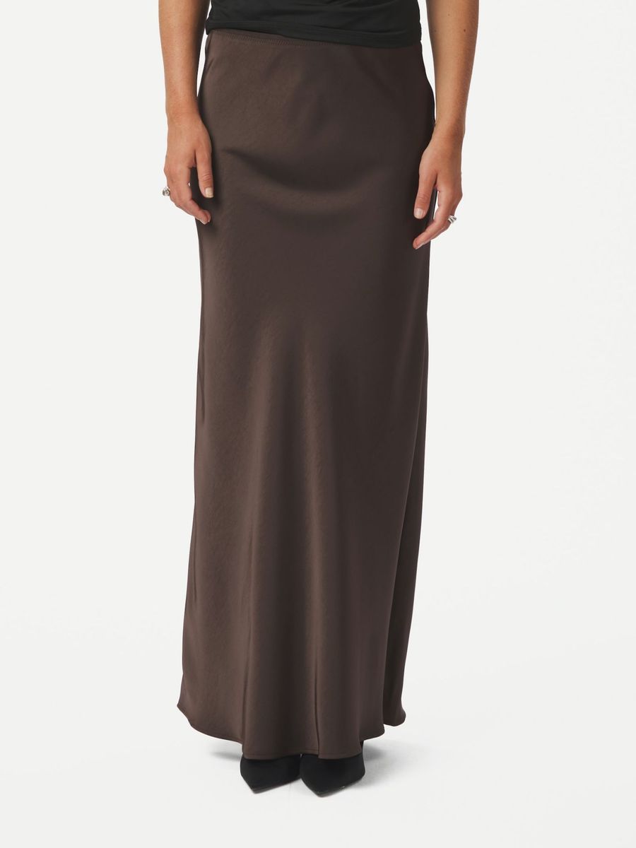 Vicky Heavy Sateen Skirt Dark Brown