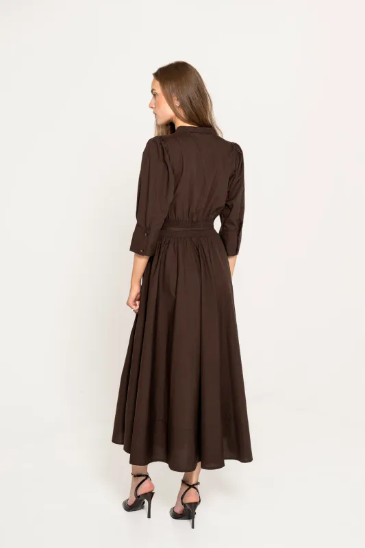 Maria Dress Chocolate Poplin