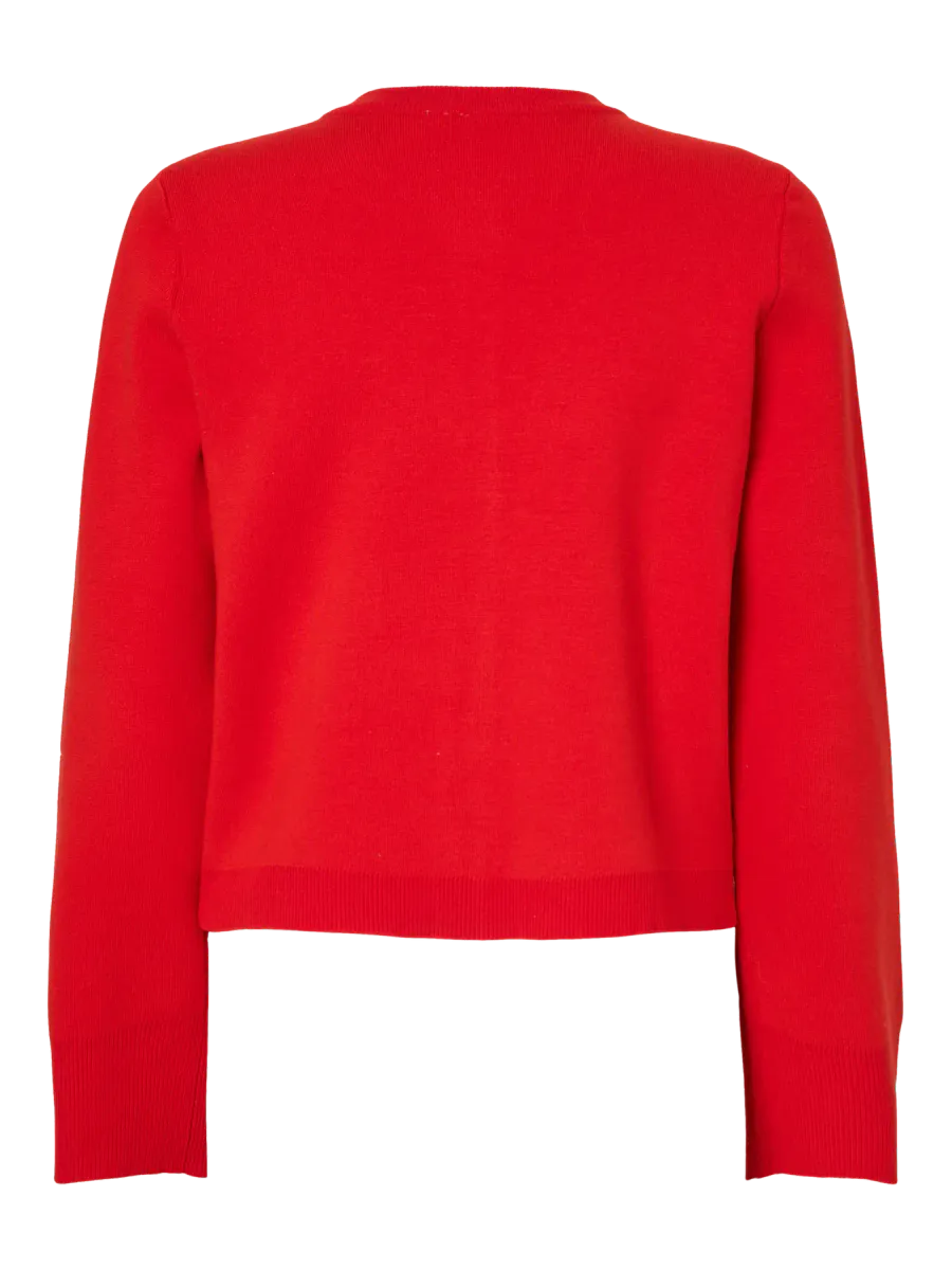 YasElena Knit Cardigan Fiery Red