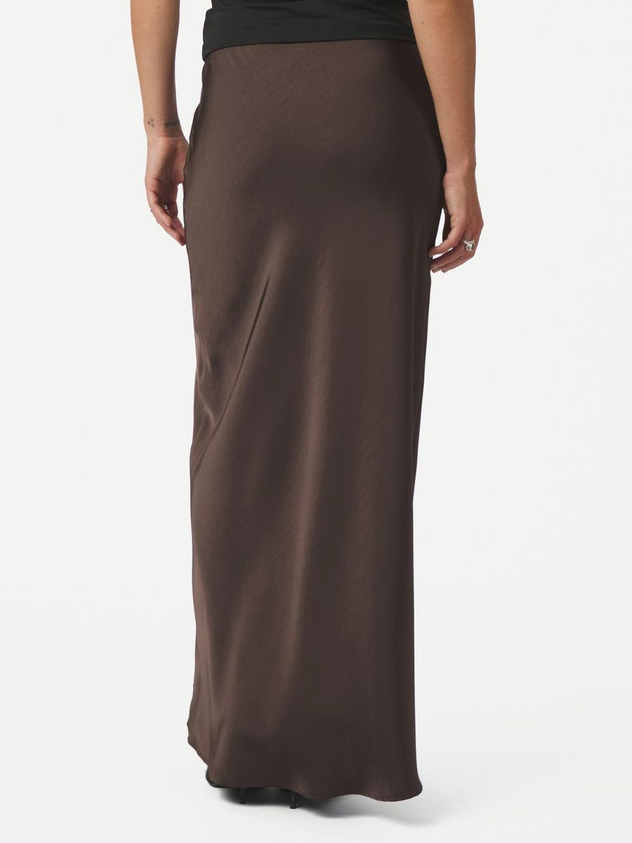 Vicky Heavy Sateen Skirt Dark Brown