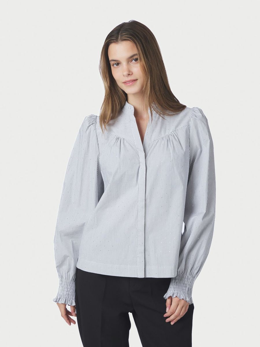 Astrida Stripe Stone Blouse White