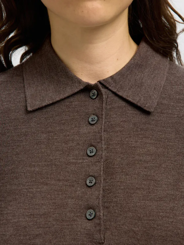 SlfThea Ls Knit Merino Collar Neck Delicioso