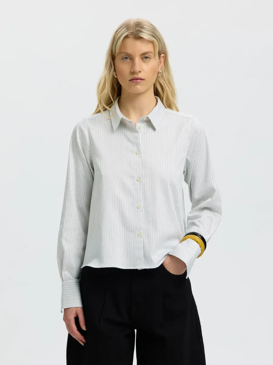 SlfRomie Relaxed Shirt Avocado Oil Stripe