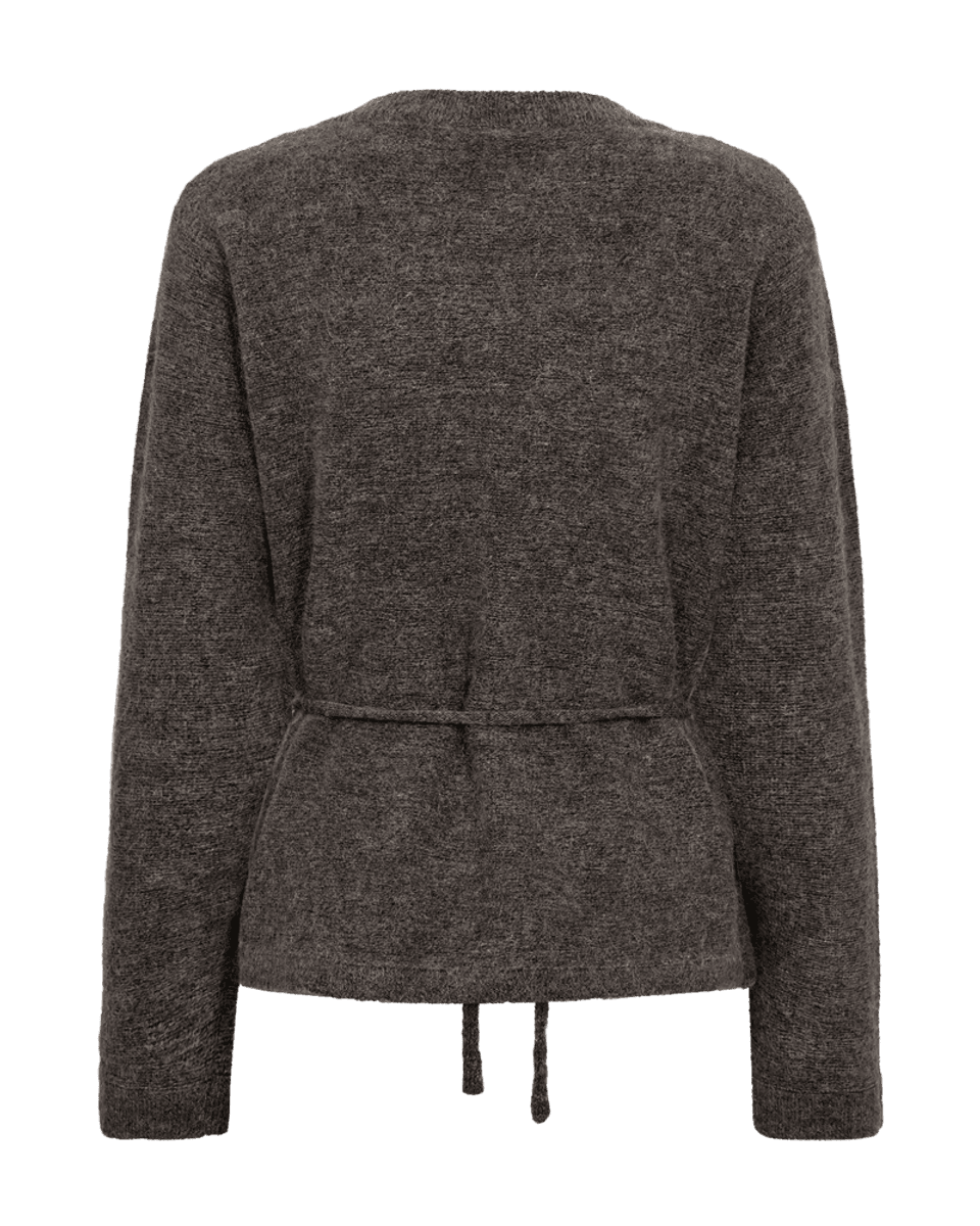 Moto Cardigan Plain Knit Belt Coffee Bean Melange