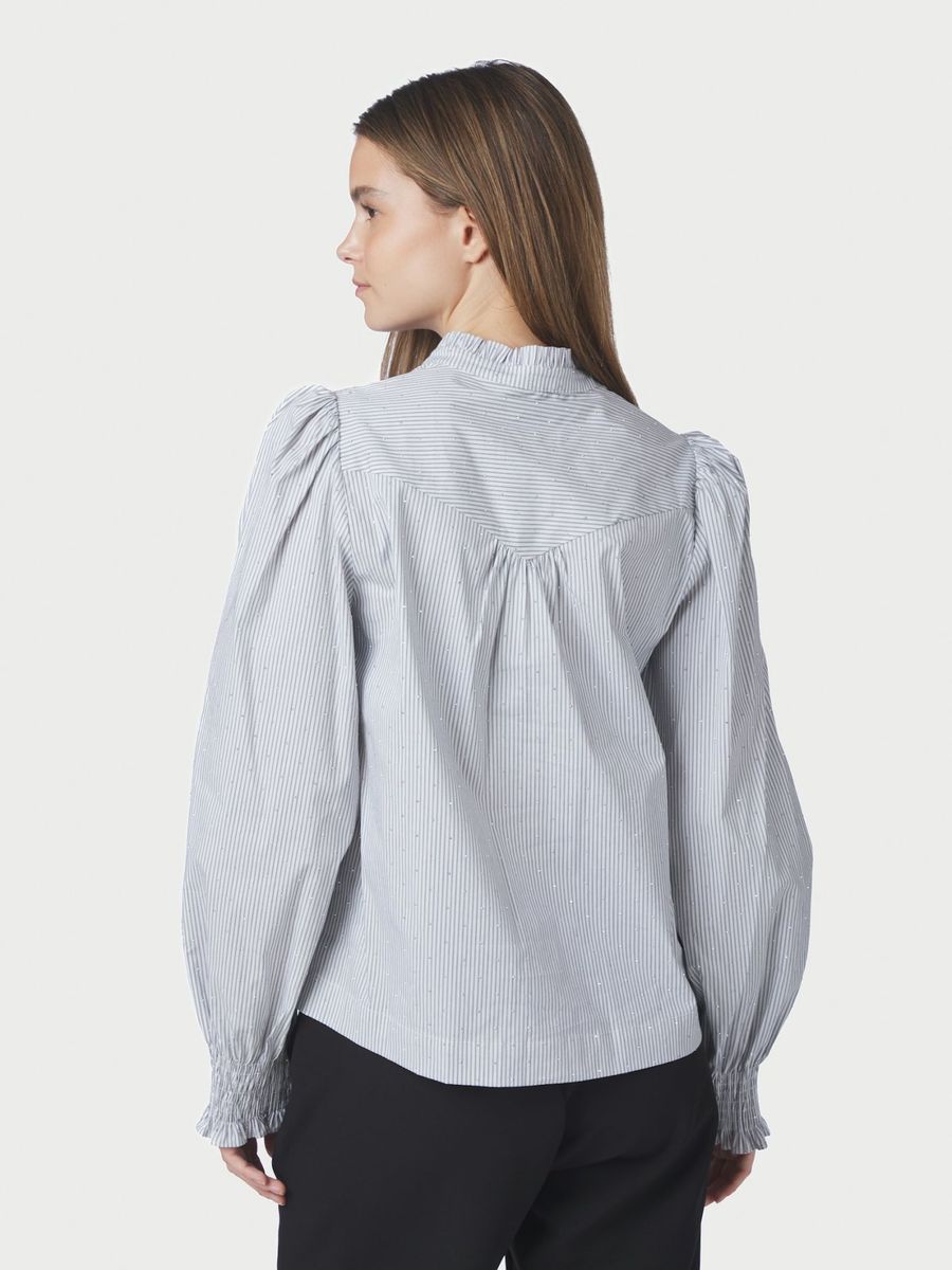 Astrida Stripe Stone Blouse White
