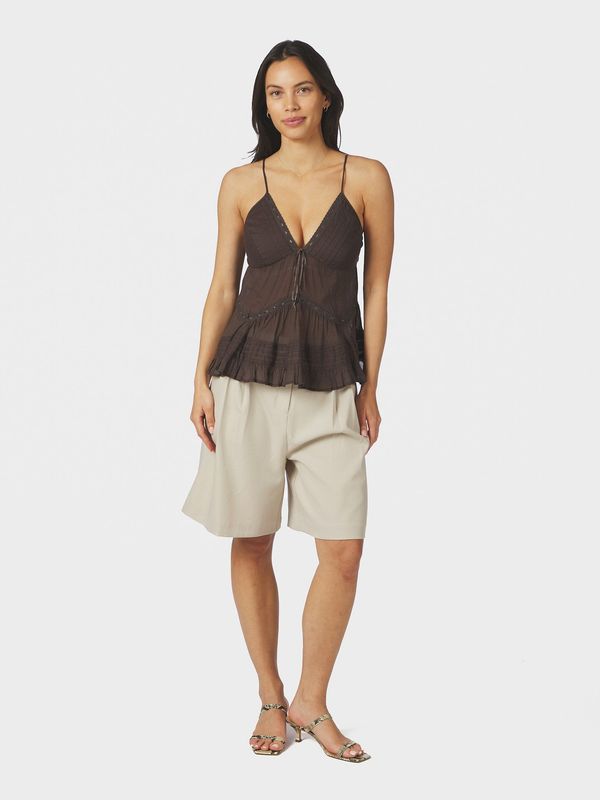 Elvena S Voile Top Dark Brown