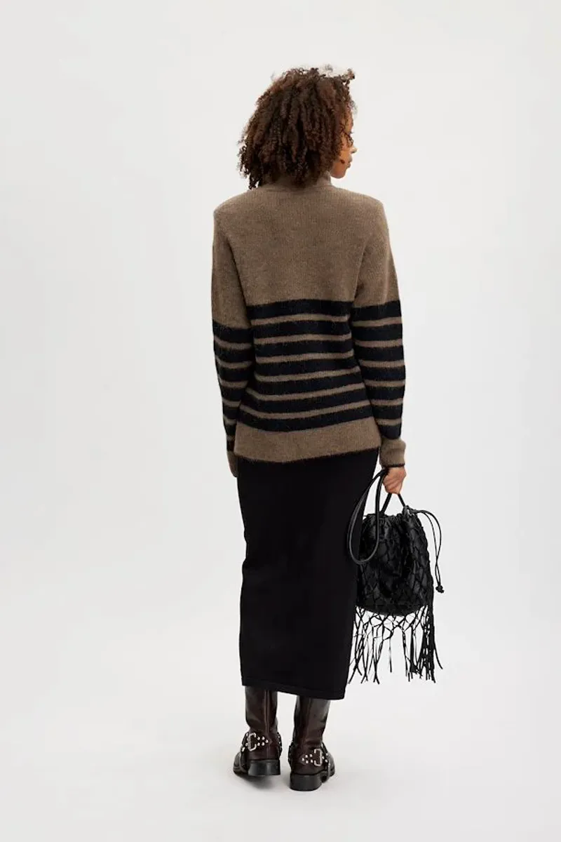 AlphaGZ Stripet Rollneck Dark Sand/Black