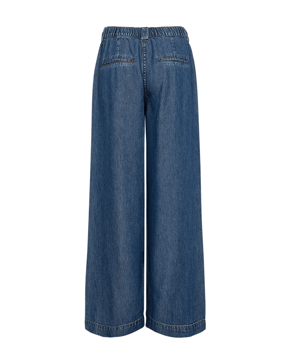 Milo Pants Full Length Wide Leg Medium Blue Denim