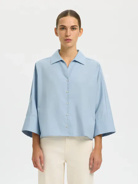 Hovedbilde SlfEster Oversize 3/4 Shirt Cashmere Blue