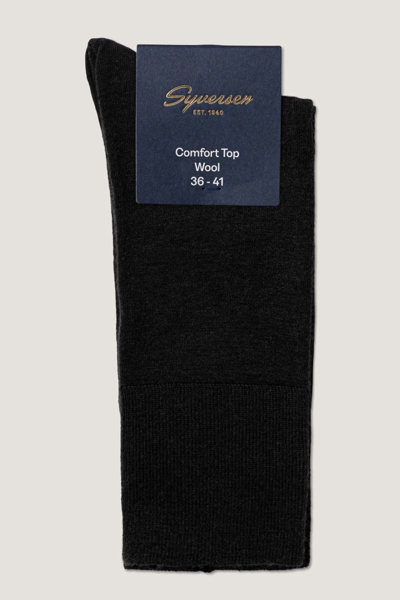 Fine Wool Comfort Top Socks Black