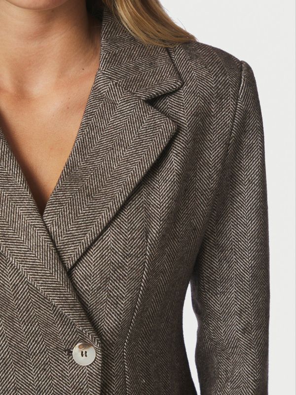Valia Herringbone S Blazer Dark Brown
