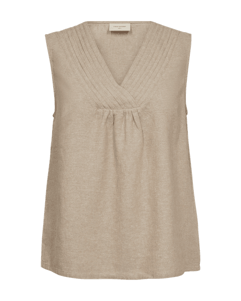 Hovedbilde Lava Top V-neck Pintucks Detail Sand Melange
